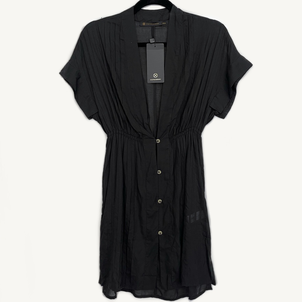 Vix - (Nwt) Black Fuji Pleats Caftan- Size Xs